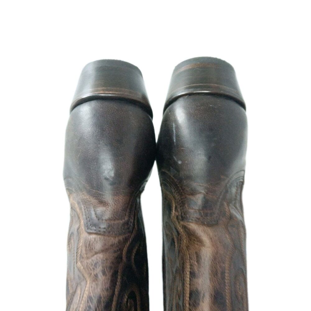 Cavender’s Burnished Chocolate Goat Leather Snip Toe Cowboy Boots Women’s 8.5 D - Picture 9 of 11